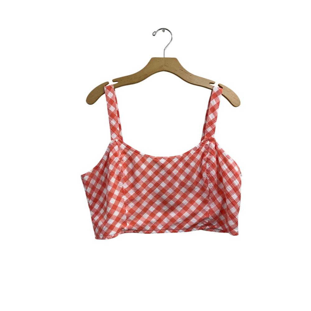 Aerie Peach Gingham Cottagecore Picnic Crop Tank Top Size XL